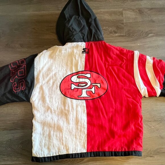 90's Vintage Starter San Francisco 49ers Pullover Hoody Jacket- Size Large - Picture 3 of 7